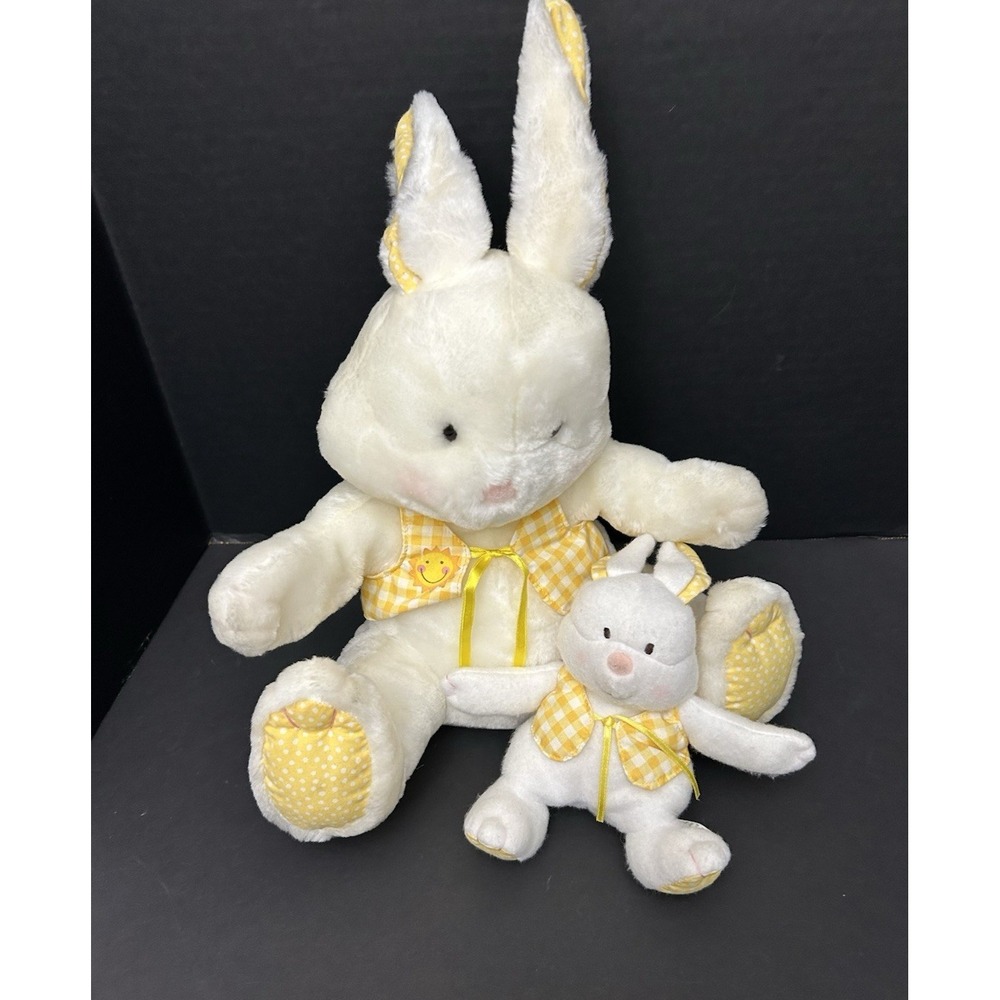 Hallmark Sunnyside Easter Bunny Rabbit & Baby‎ Stuffed Animal Gingham Polka Dot
